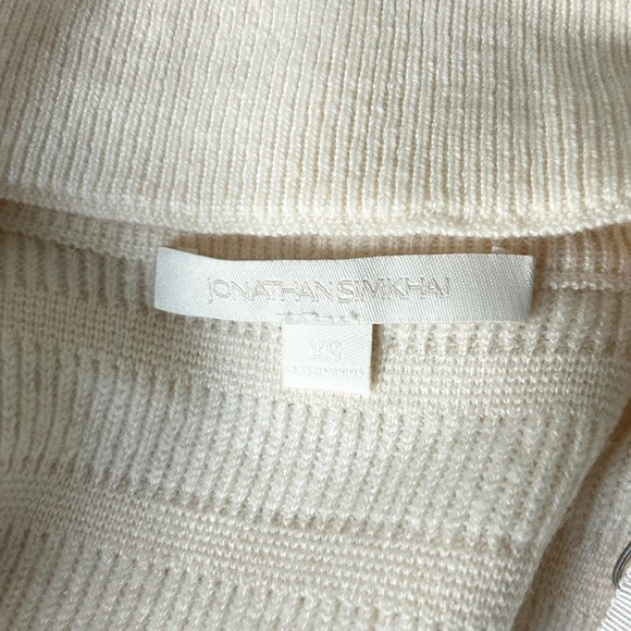 Jonathan Simkhai Ribbed Knit Cutout Choker Neck Wool Midi Dress Cream Size XS - Picture 5 of 6